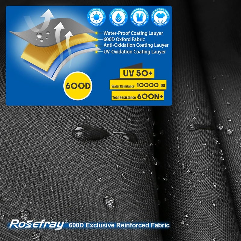 Rosefray Generator Cover-38”Lx28”Wx30”H,600D Heavy Duty Waterproof, Small Outside Equipment Cover for Champion,Predator,WEN,Ryobi,Generac,Westinghouse Portable Generator 5500-15000W-Black4XL - Image 2